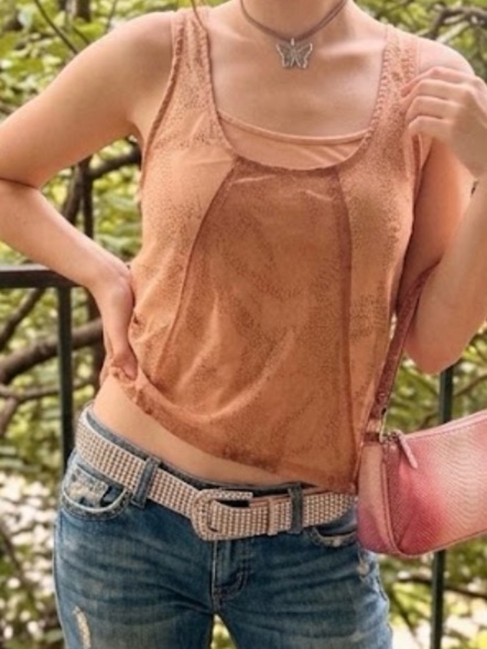 Y2K Vintage Staring at Stars Peach Tank Top Size M